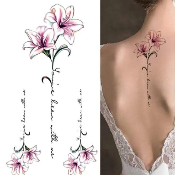 Art Sticker Pink Rose Pattern Body Art Temporary Flash Tattoo Sticker - Picture 1 of 5